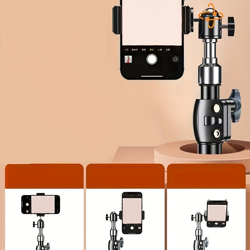 1.6m Black Iron Mobile Phone Holder with Spirit Level and Gimbal Head