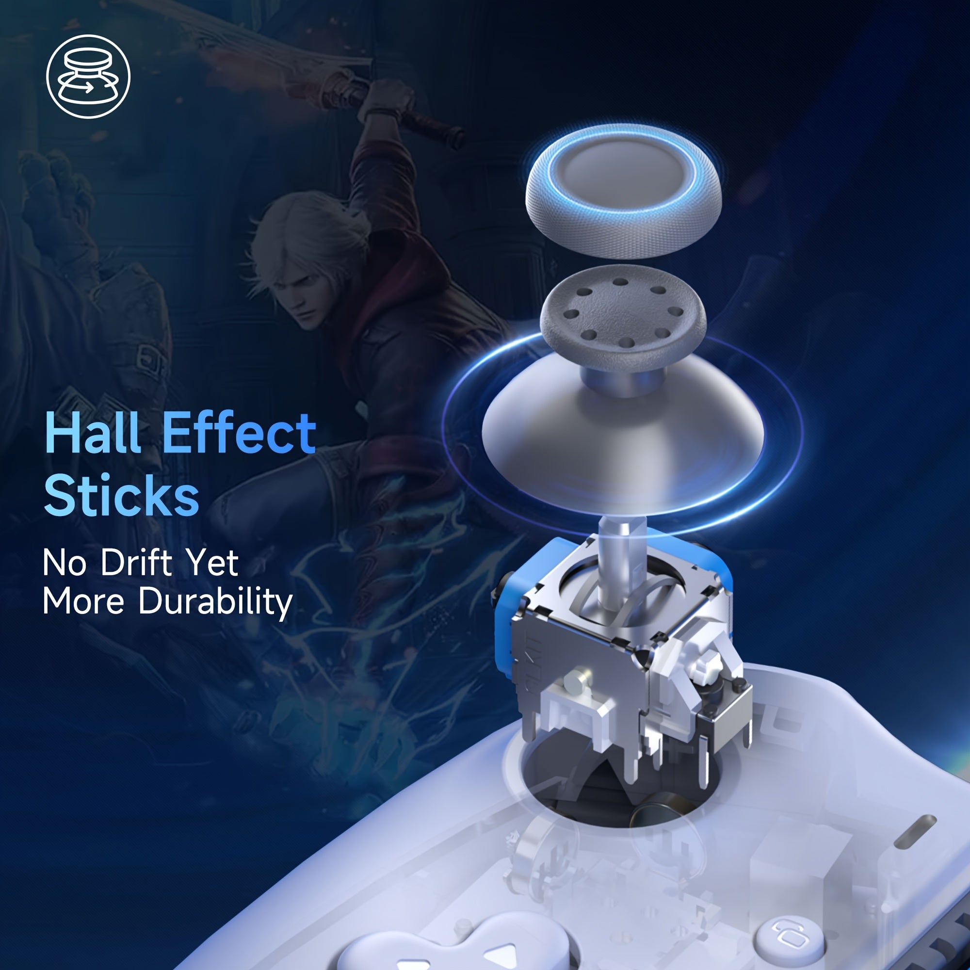 Mobile Gaming Controller for Android and iPhone 15 Series Wireless Bluetooth Vibration Feedback Mechanical Buttons