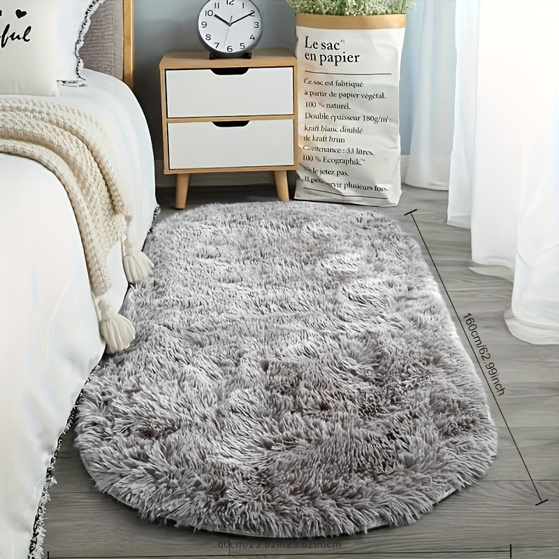 Soft Faux Fur Oval Area Rug Non-Slip Plush Durable Home Decor Large or Small