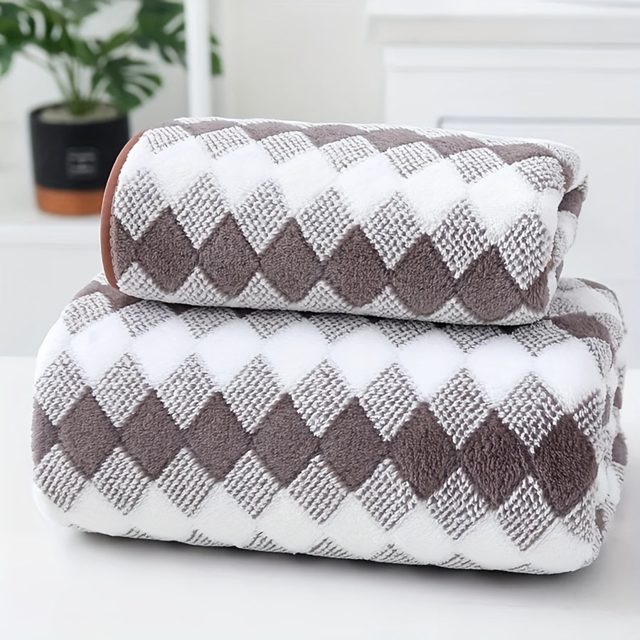 Lattice Cotton Towel Set with Hand and Bath Towels Quick-Drying Soft Skin-Friendly