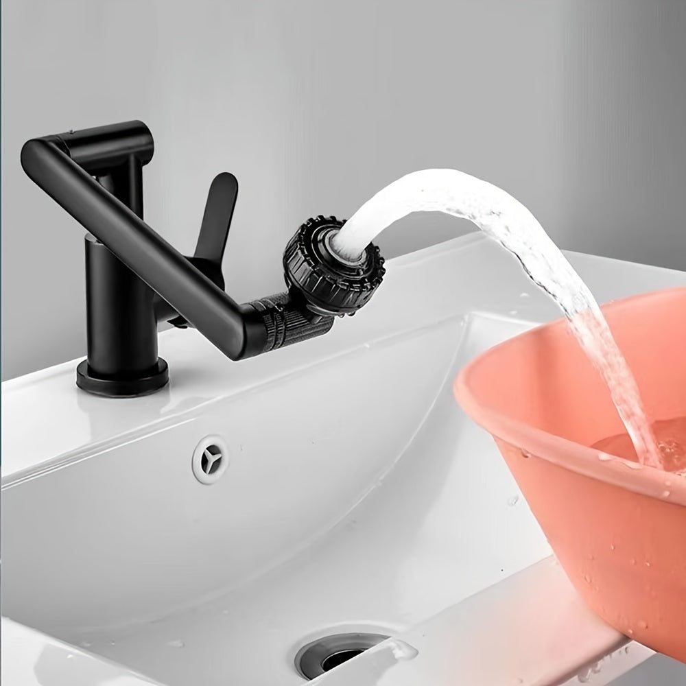 Black Lucky Cat Robotic Arm Faucet Set with Adjustable Temperature and 360 Degree Rotation