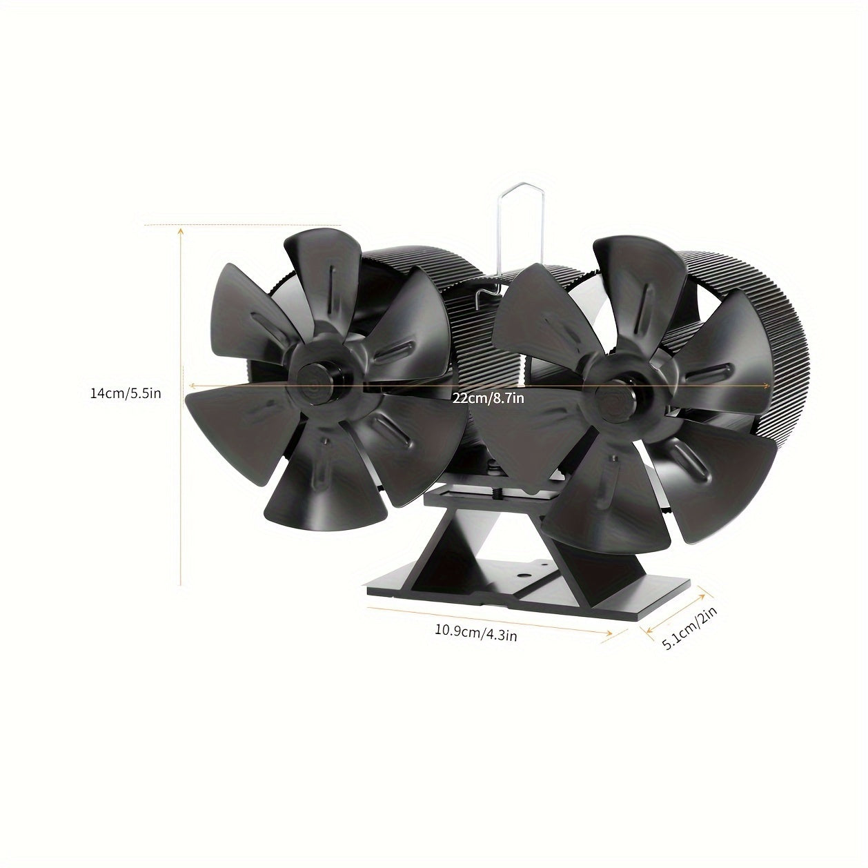 Portable Aluminum Dual-Head Fireplace Fan for Wood Burning Fireplaces No Electricity