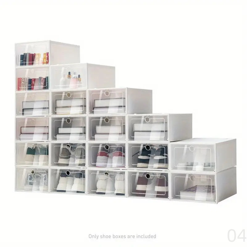 Clear Plastic Shoe Storage Boxes Foldable Dust-Free Organizer