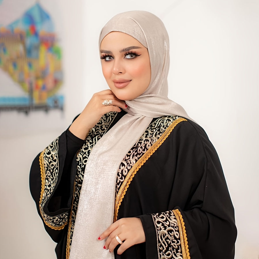 Polyester Satin Muslim Hijab Solid Colors Breathable Fitted Woven Headscarf