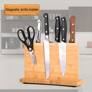 Bamboo Magnetic Knife Holder for Kitchen Wall Storage Durable and Space-Saving
