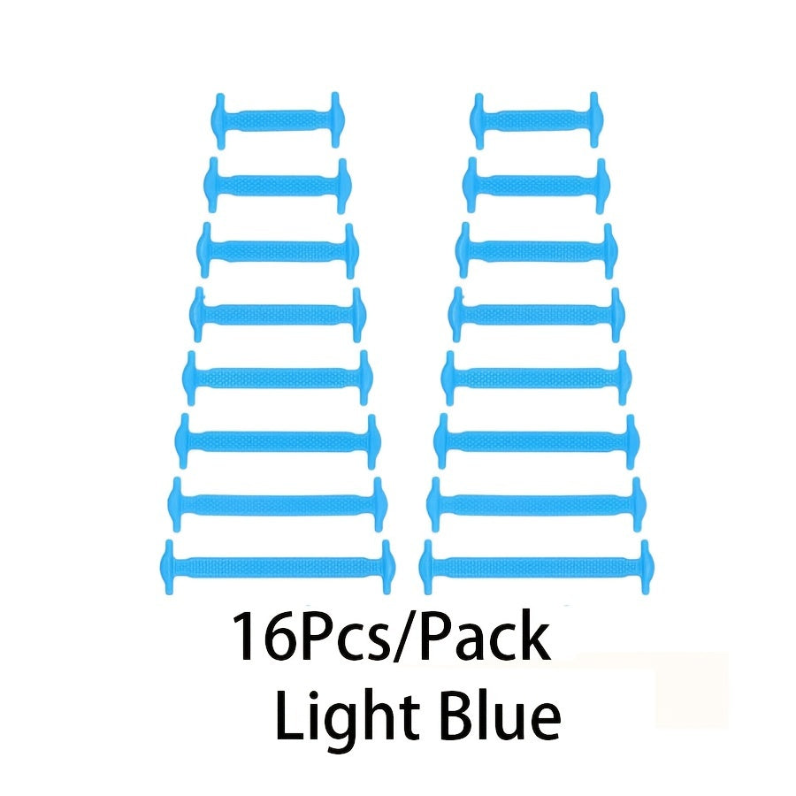16pcs High Elastic Silicone Lazy Shoelaces for Sneakers, No-Tie, Convenient