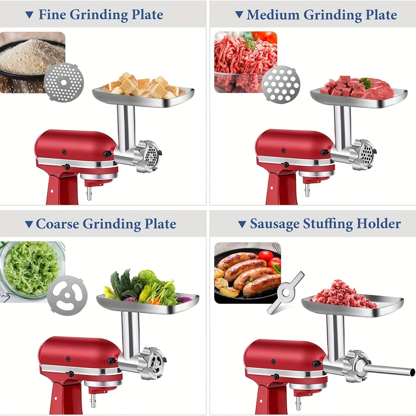 Meat Grinder Attachment Set for KitchenAid Stand Mixers Durable Reusable Food Processor