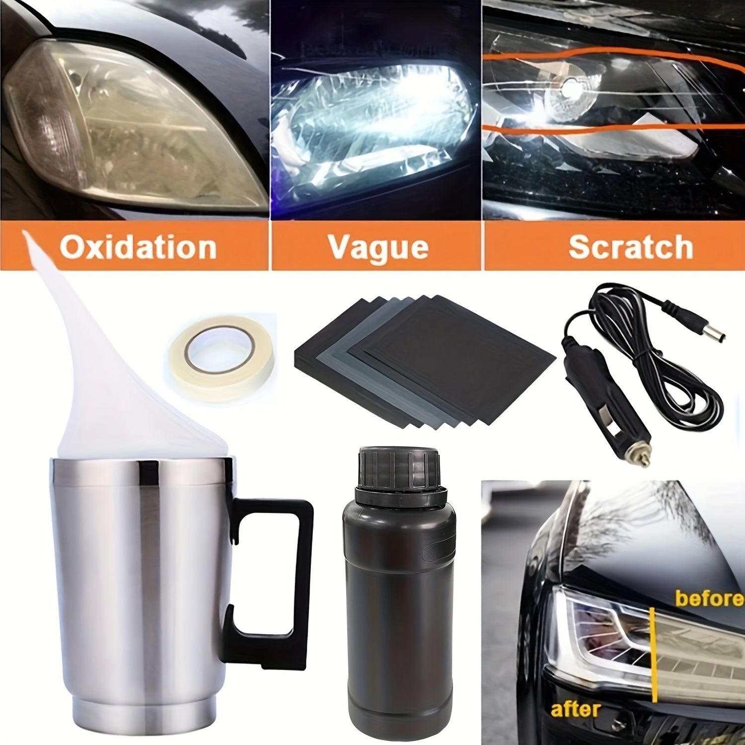 Набор для восстановления линз автомобильных фар, желтый окисел, удаление царапин, инструменты для очистки