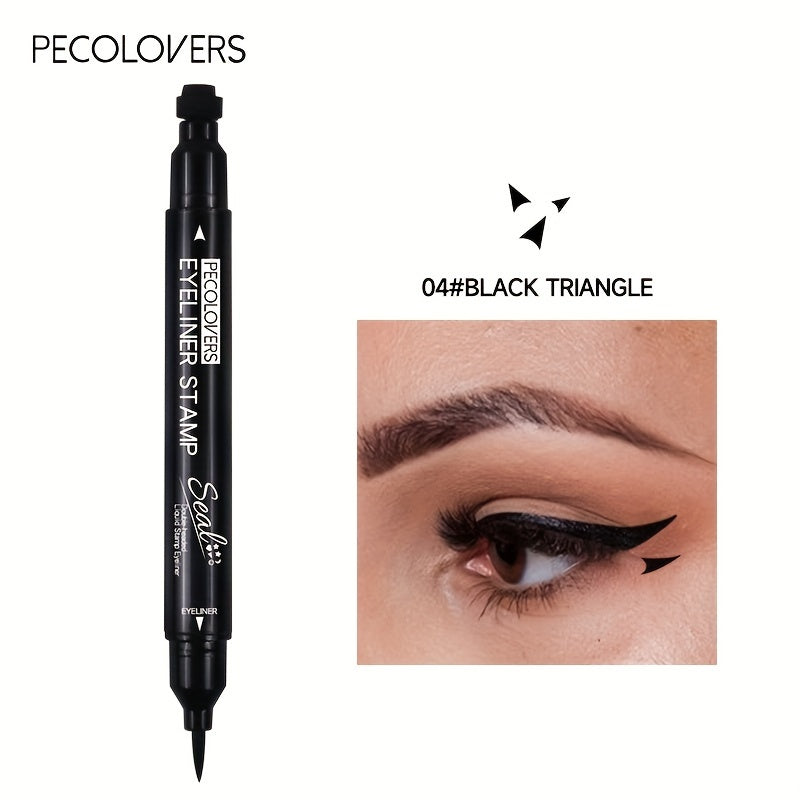 Women Liquid Eyeliner Pen Waterproof Double Head Moon Star Heart Flower Black Stamp