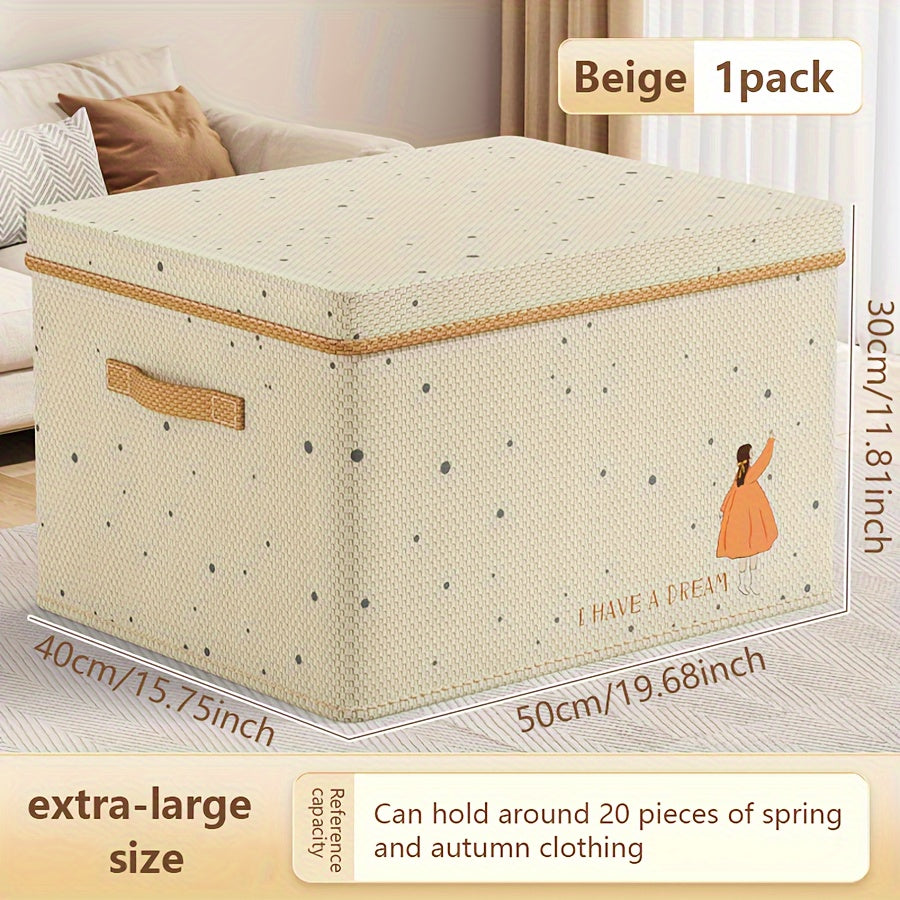 Foldable Fabric Storage Box with Lid for Clothes Toys and Home Organization