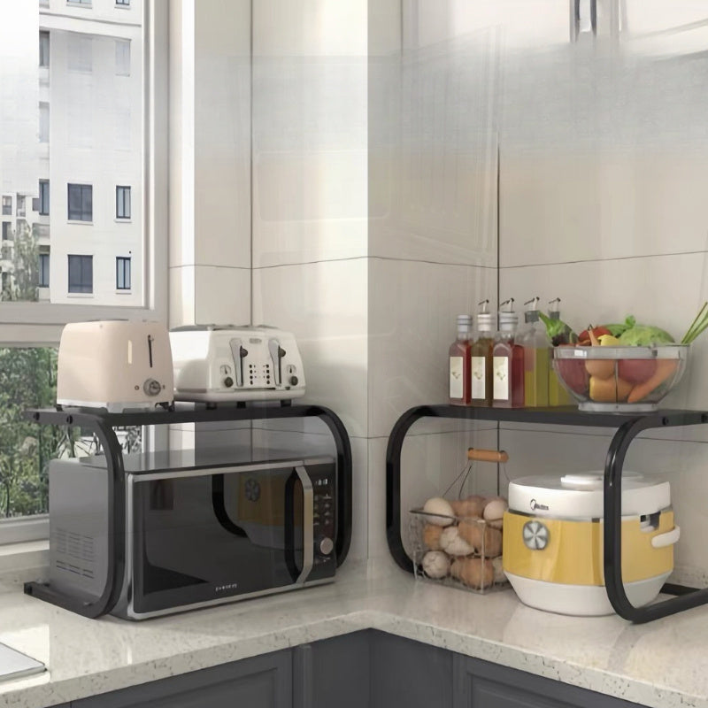 Ko‘p funksiyali stol usti tashkilotchisi va ziravorlar qutisi mikroto‘lqinli pechlar, guruch pishirgichlar va ziravorlar uchun. O‘rnatishni talab qilmaydi, ko‘p qatlamli javon bilan portativ dizayn, qozonlarni saqlash uchun.