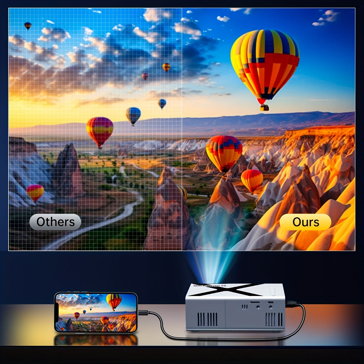 Портативный мини-умный проектор для домашнего кинотеатра, совместим с USB/карточками памяти