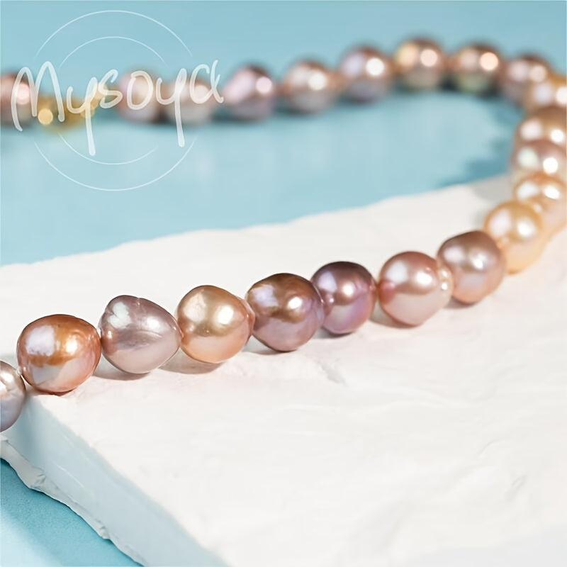 Purple and Pink Freshwater Pearl Necklace with 10-12mm Pearls and Gold Clasp