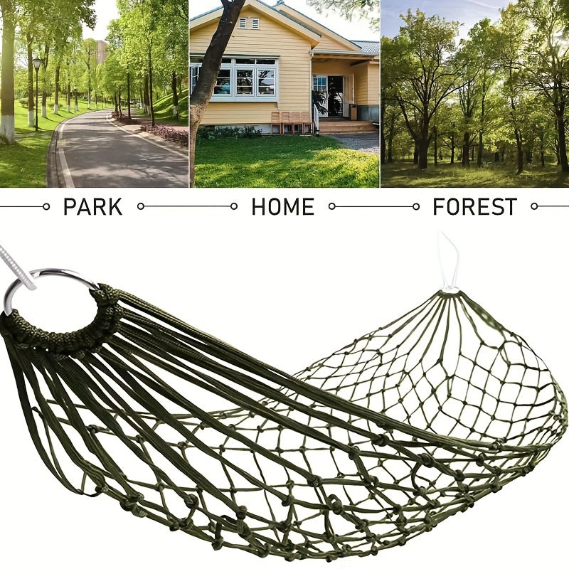 Portable Nylon Hammock Net with Hooks for Camping Beach Garden Outdoor Use
