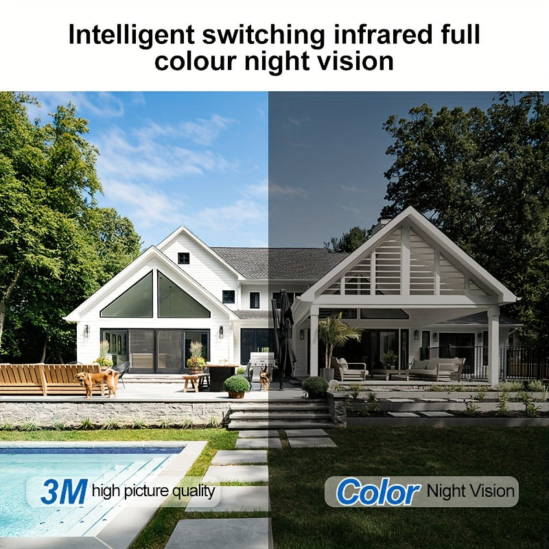 Rangli kechqurun ko'rish va Ikki tomonlama audio bilan 1440P FHD ichki va tashqi xavfsizlik kamerası
