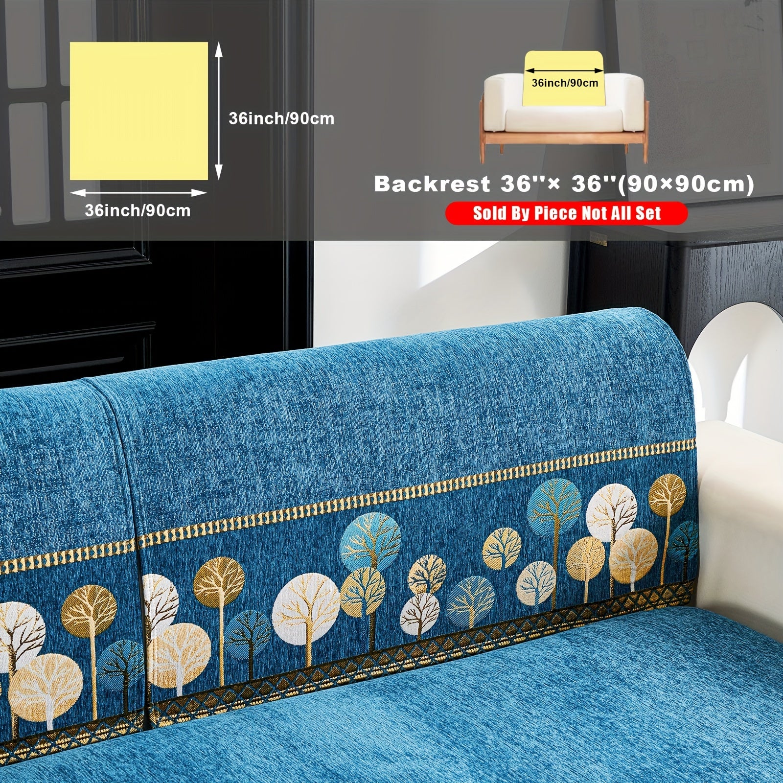 Chenille Sofa Cover with Tree Embroidery Pet-Friendly Slip-Resistant Easy to Clean Fits Various Sofa Sizes for Living Room and Home Decor