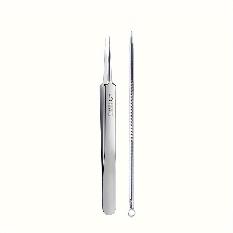 High Quality Stainless Steel Clip Tweezer Set Long Needle For Salon or Home