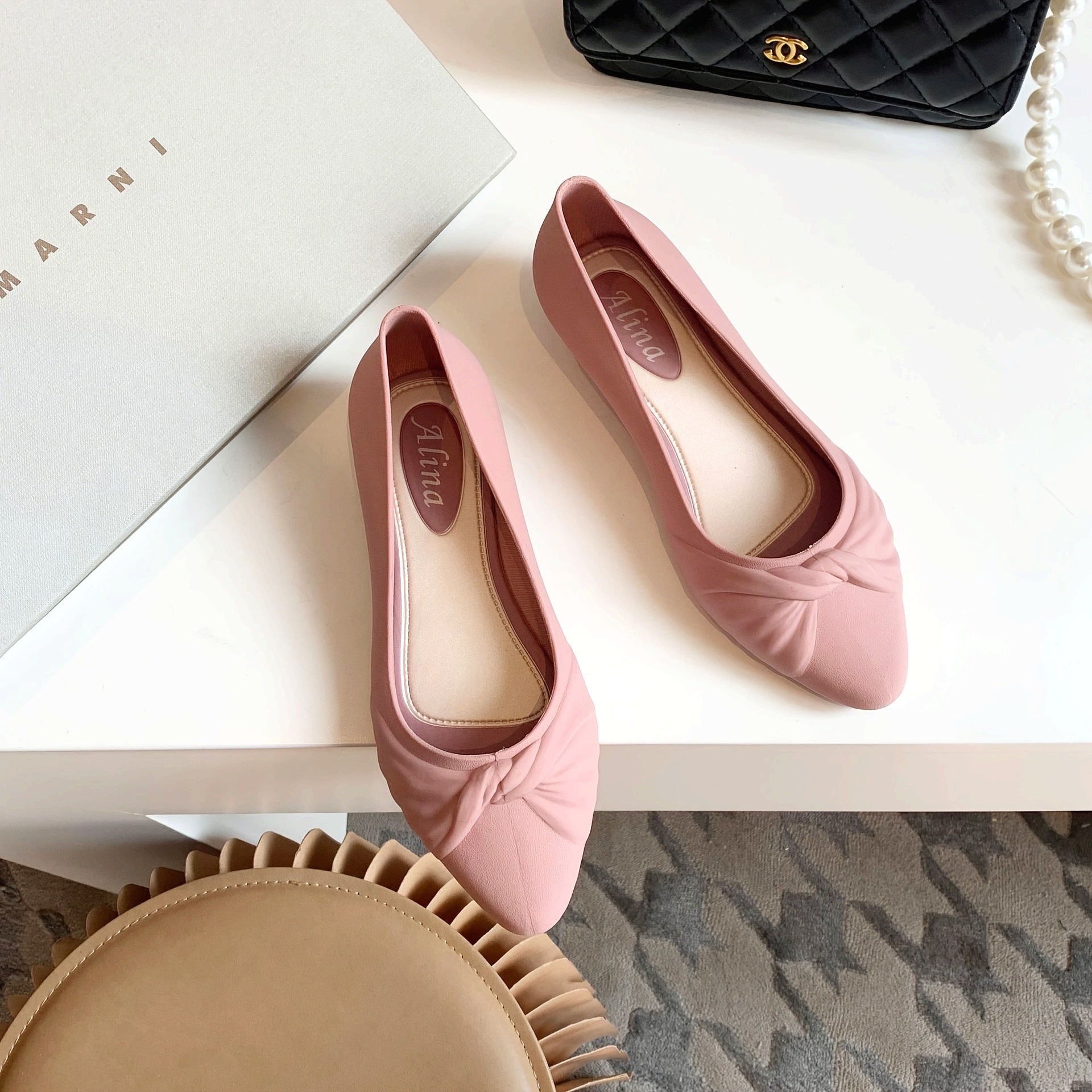 Women's Pointed Toe Flats Black Slip-On Casual Work Shoes