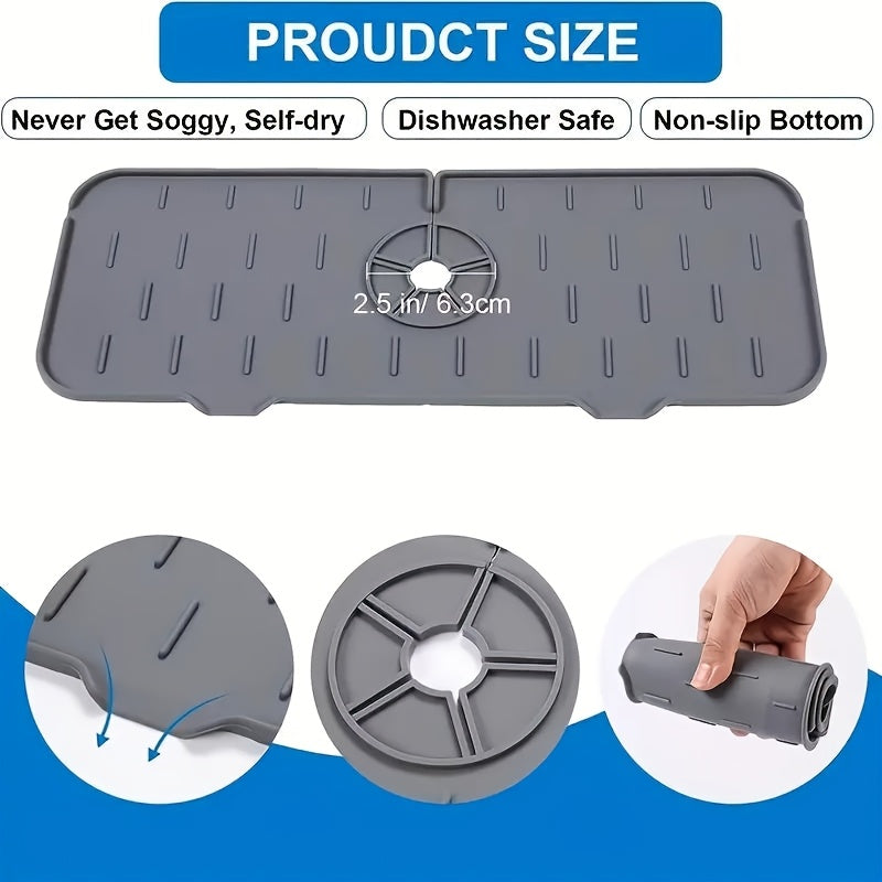 Silicone Sink Faucet Drip Tray Waterproof Tilt Design for Kitchen Bathroom Bar