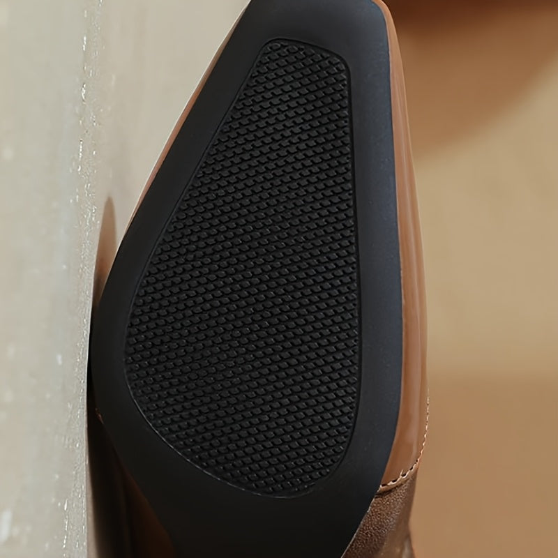 Women's Plus Size Leopard Print Pointed Toe Heeled Shoes with Ankle Strap