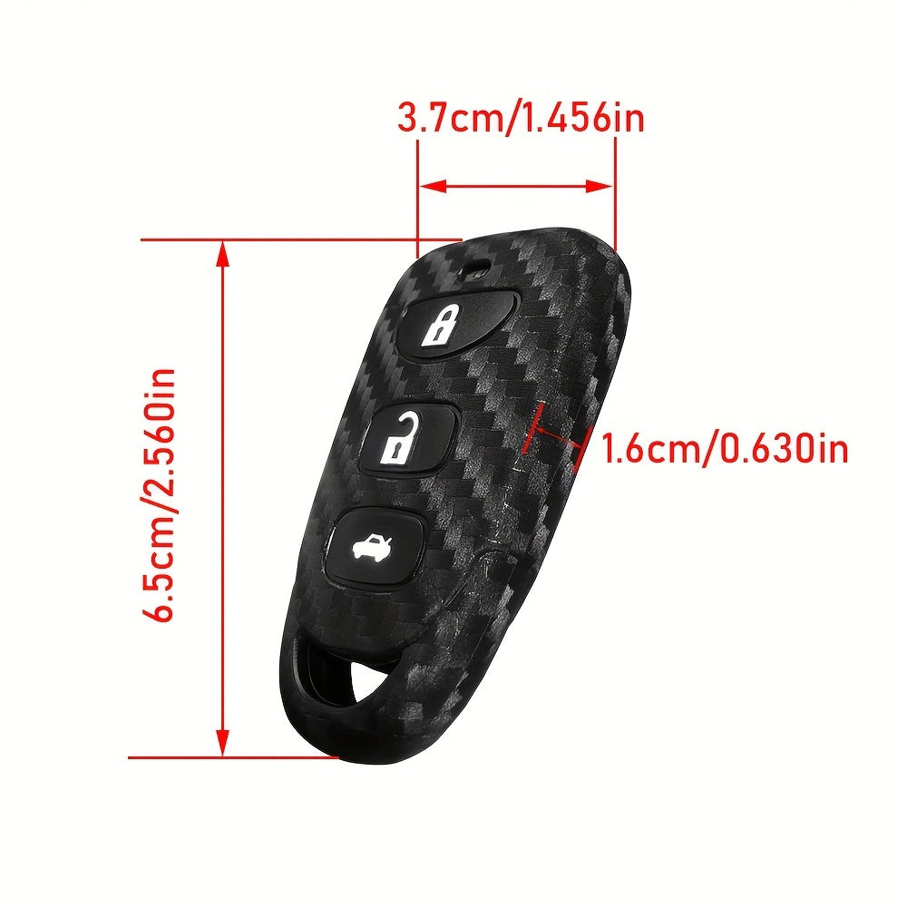 Silicone Car Remote Key Cover Carbon Fiber Style for Universal Vehicles