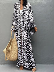 Легкий открытый бохо кимоно-кардиган с завязками спереди, геометрическим принтом, из 100% вискозы. Идеально подходит в качестве пляжного покрывала для женщин.