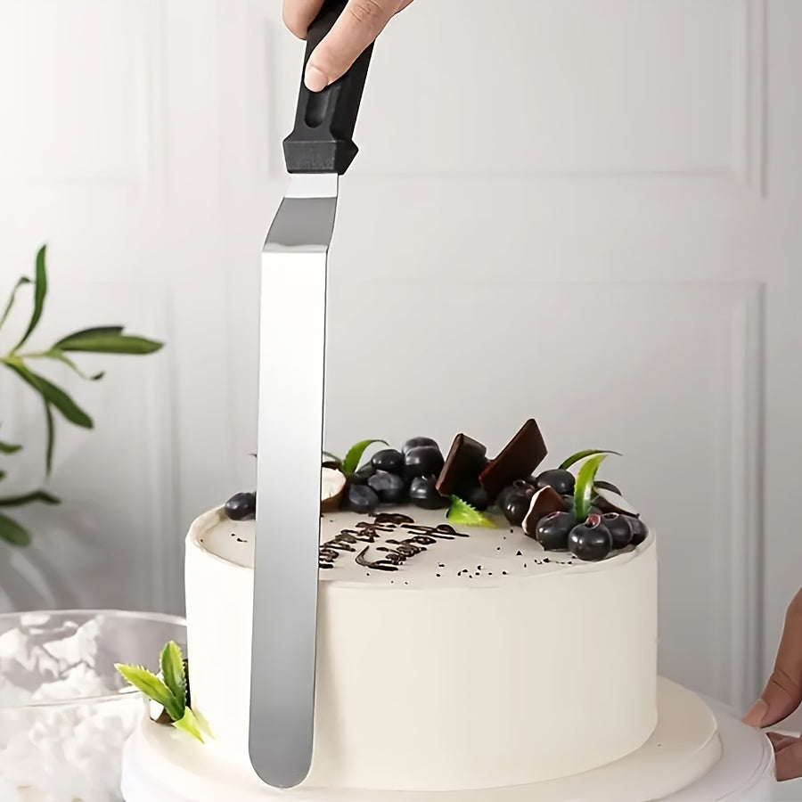 Set of 3 Stainless Steel Cake Scrapers for Decorating, Straight and Curved