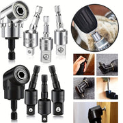 4-Piece Impact Driver Socket Set with 360° Rotatable Hex Shank and 105° Right Angle Holder Chrome Vanadium Steel