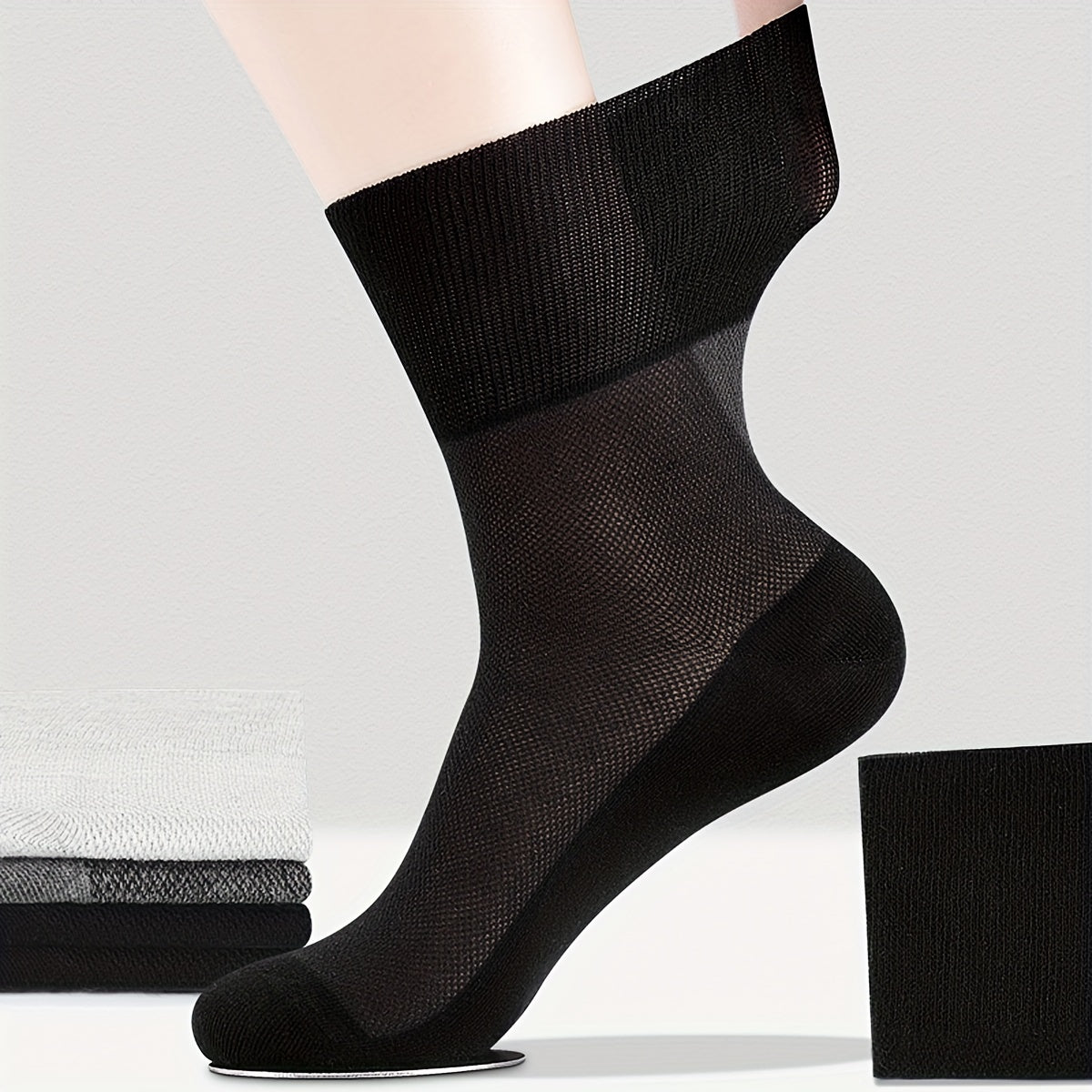 Men's Mesh Crew Socks 3 Pairs Breathable Cotton Blend Summer Casual