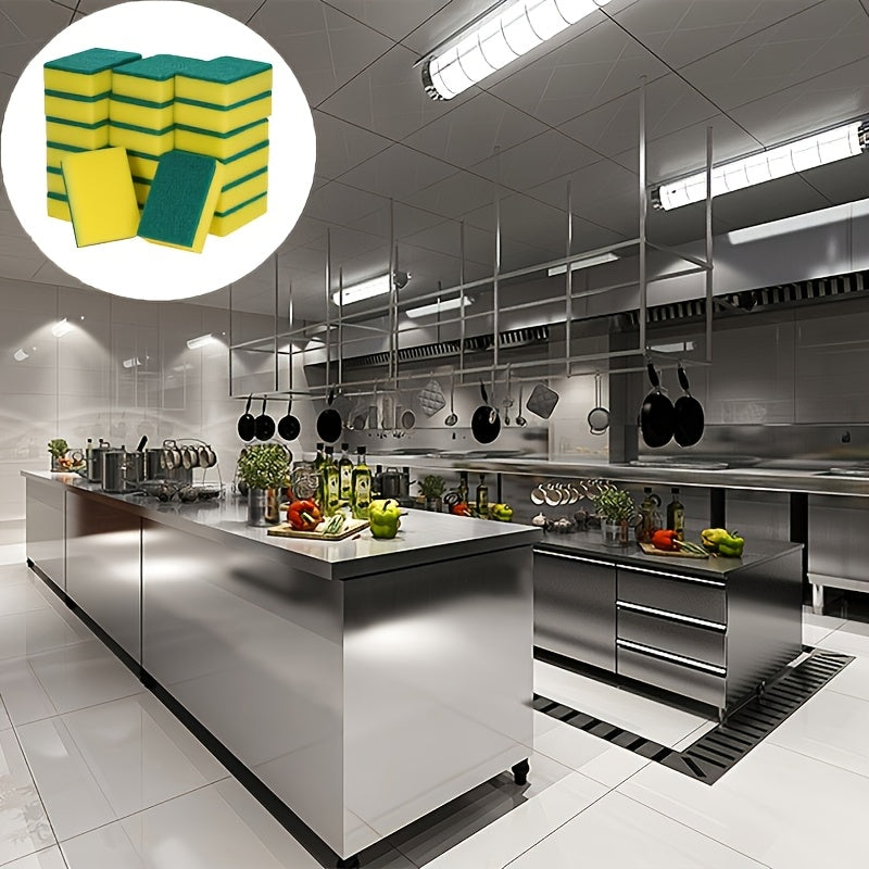 30 Pack Double-Sided Dishwashing Sponges with Built-In Brush for Kitchen Cleaning