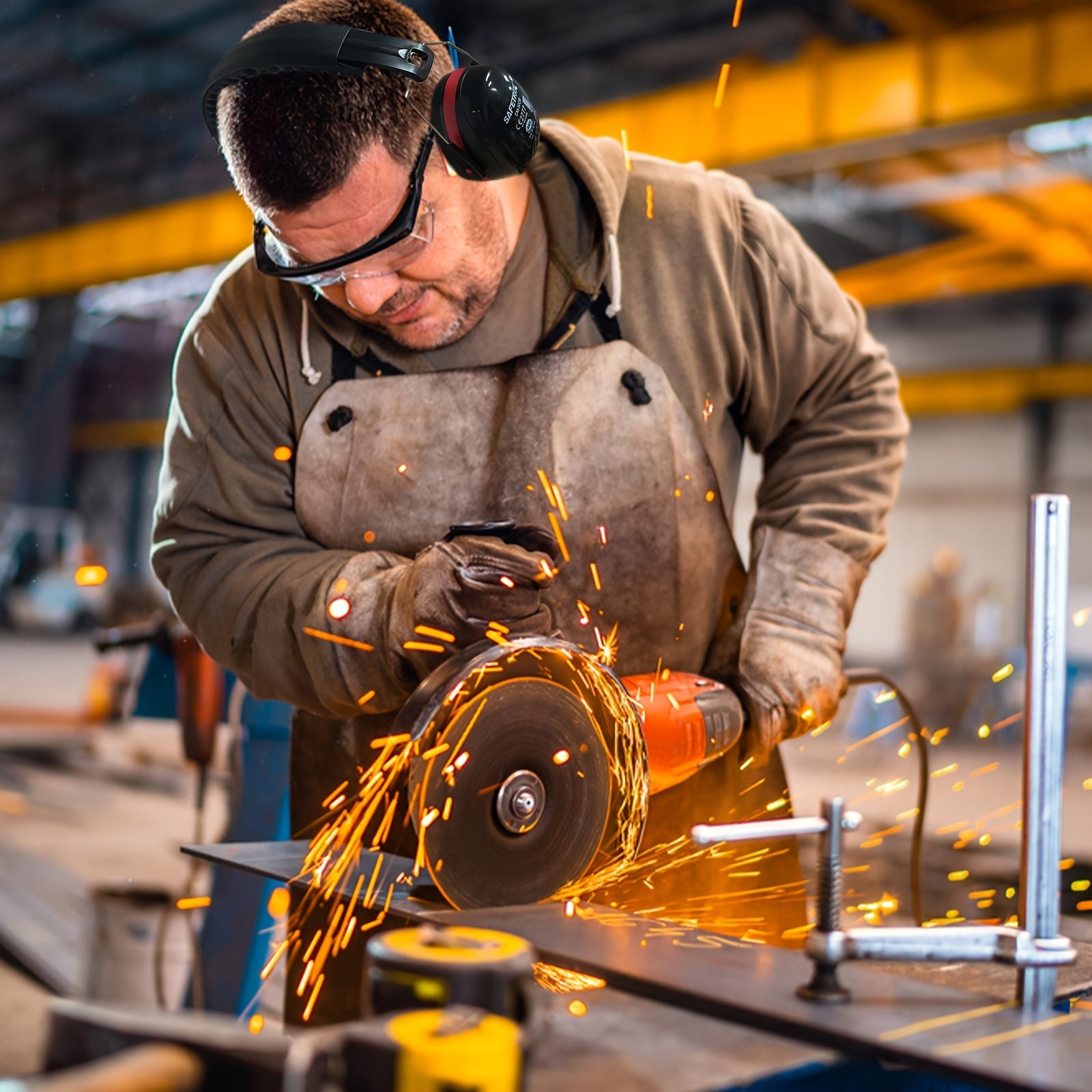 Heavy-Duty Noise Cancelling Ear Muffs with Thickened Headband SNR 33dB for Gardening Construction Work