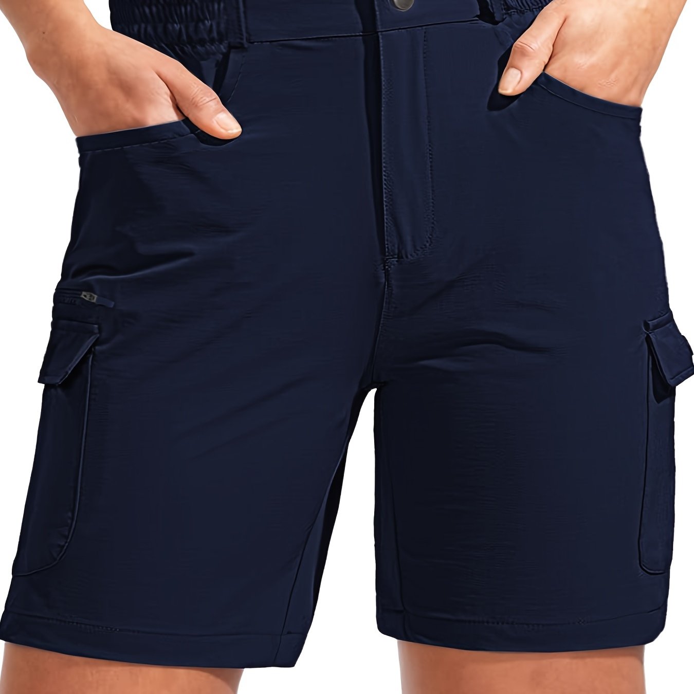 Ayollar uchun tez quriydigan cargo shortlar, 7 ta cho'ntak, erkin fit, yozgi ochiq havoda foydalanish uchun