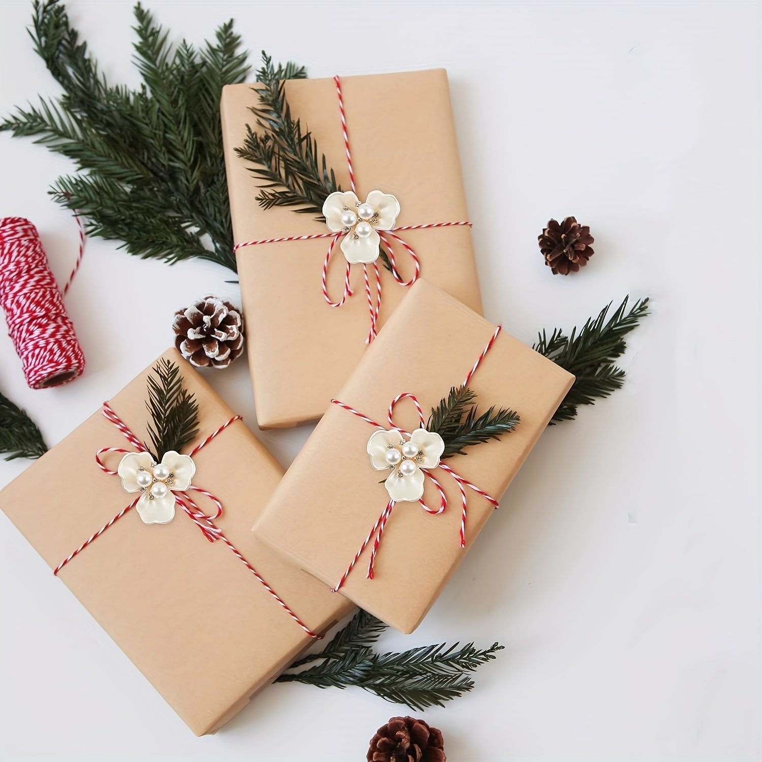 Set of 20 Faux Pearl Rhinestone Flower Button Embellishments for Jewelry Making and Crafts