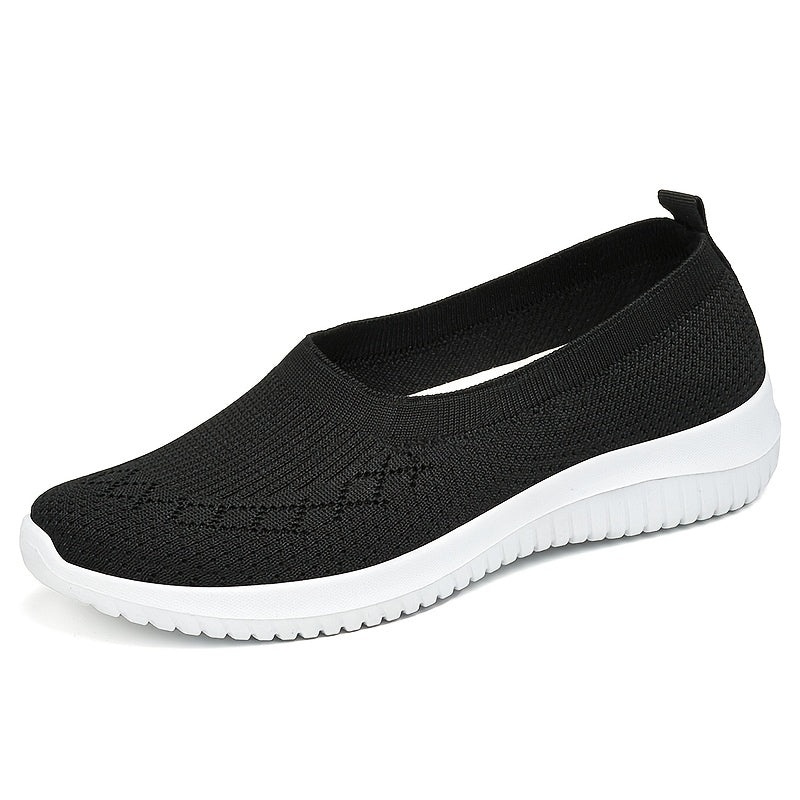 Women's Light Gray Breathable Mesh Slip-On Sneakers with Star Pattern