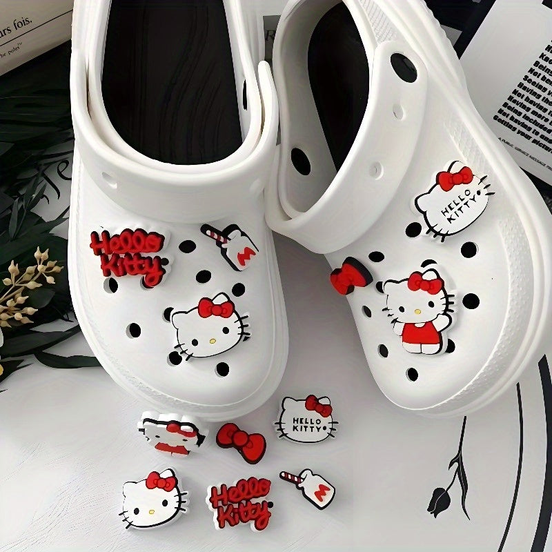 6pcs Girl Shoe Buckles Thick PVC Bow Decorations Detachable Cute Cartoon