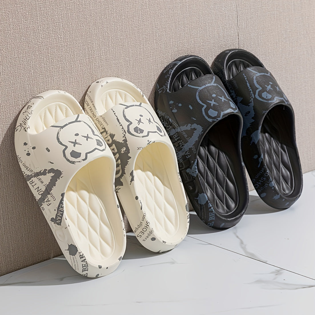 Unisex Casual EVA Slides Open Toe Slip-On Indoor Summer Bathroom Slippers