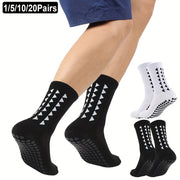 Men Women Geometric Pattern Football Socks 1 5 10 Pairs Towel Bottom Grip