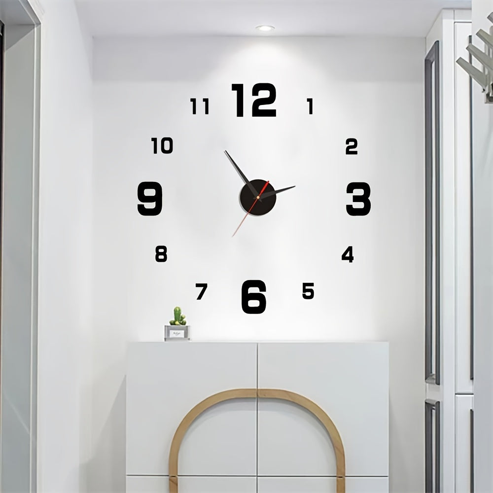 Digital Wall Clock Silent Movement Acrylic Self-Adhesive Modern Round 40cm Black Gold Green