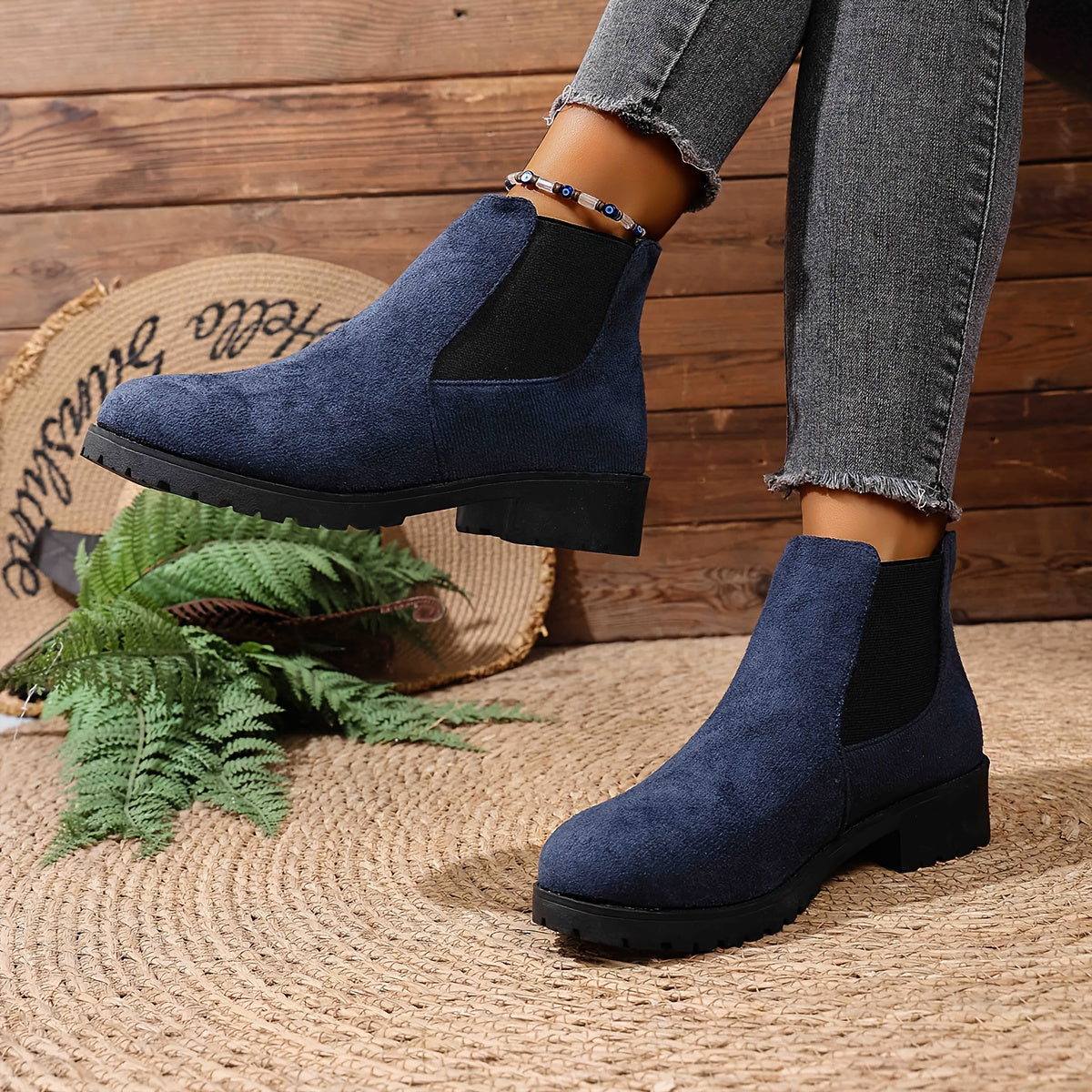 Ayollar uchun Chelseay chakka botlari, yopish uchun, o'rta shish, barcha mavsumlar, qora, jigarrang, ko'k