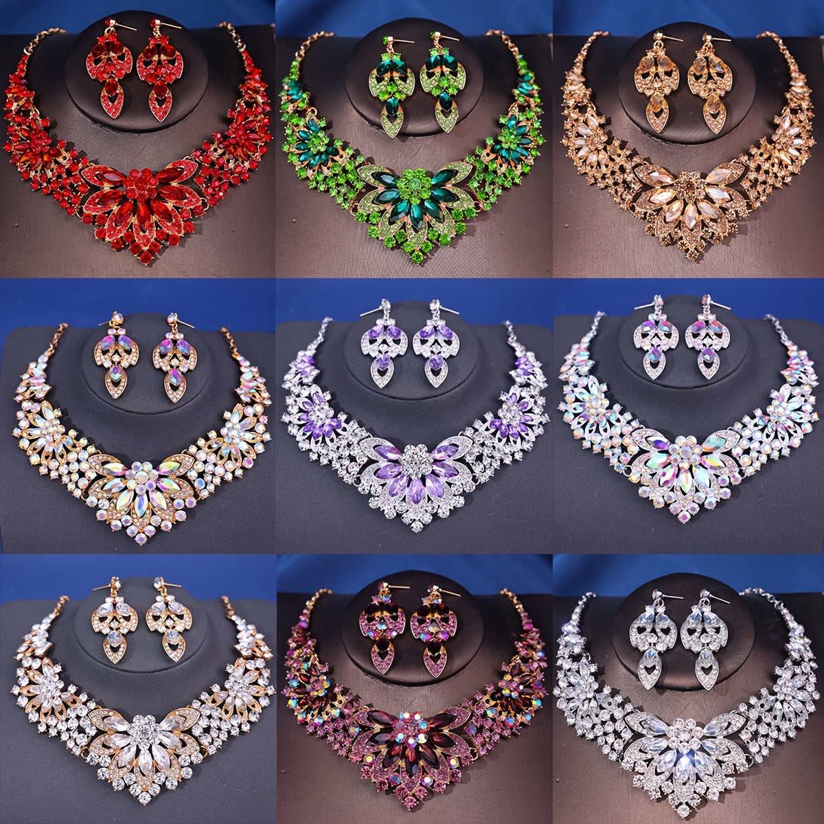 Vintage Jewelry Set with Rhinestone Accents for Dressy Occasions