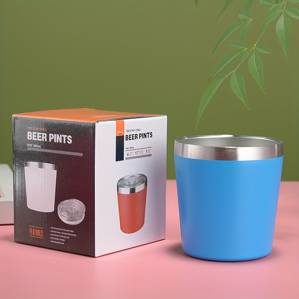 Noxud qotishma mini tumbler izolyatsiyalangan qopqoq bilan - 8oz 260ml ikki devorli vakuumli stakan issiq va sovuq ichimliklar uchun - Qo'l bilan yuvish mumkin va qahva va boshqa ichimliklar uchun qayta ishlatiladigan