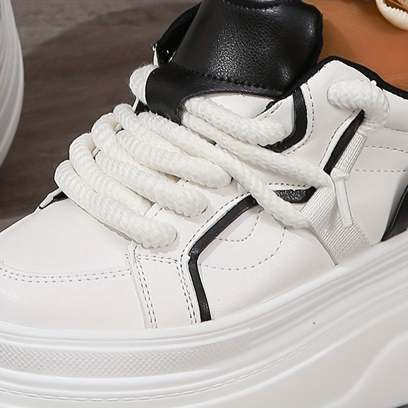 Women's Trendy Platform Sneakers Lace Up Wedge Skate Shoes Air Cushion