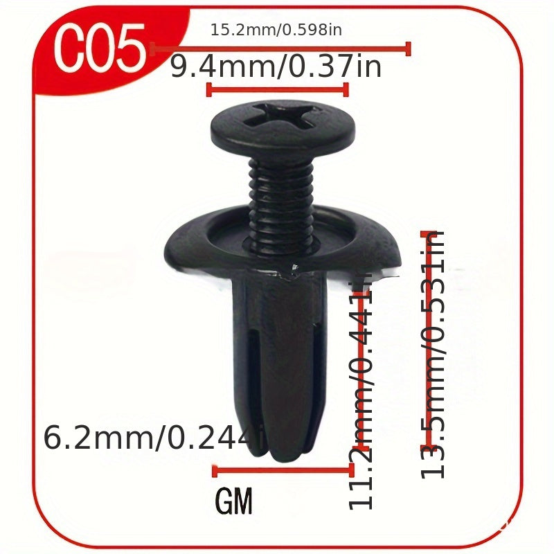 50 Pcs Black Plastic Rivet Fasteners for Cars 8mm Hole Panel Clips