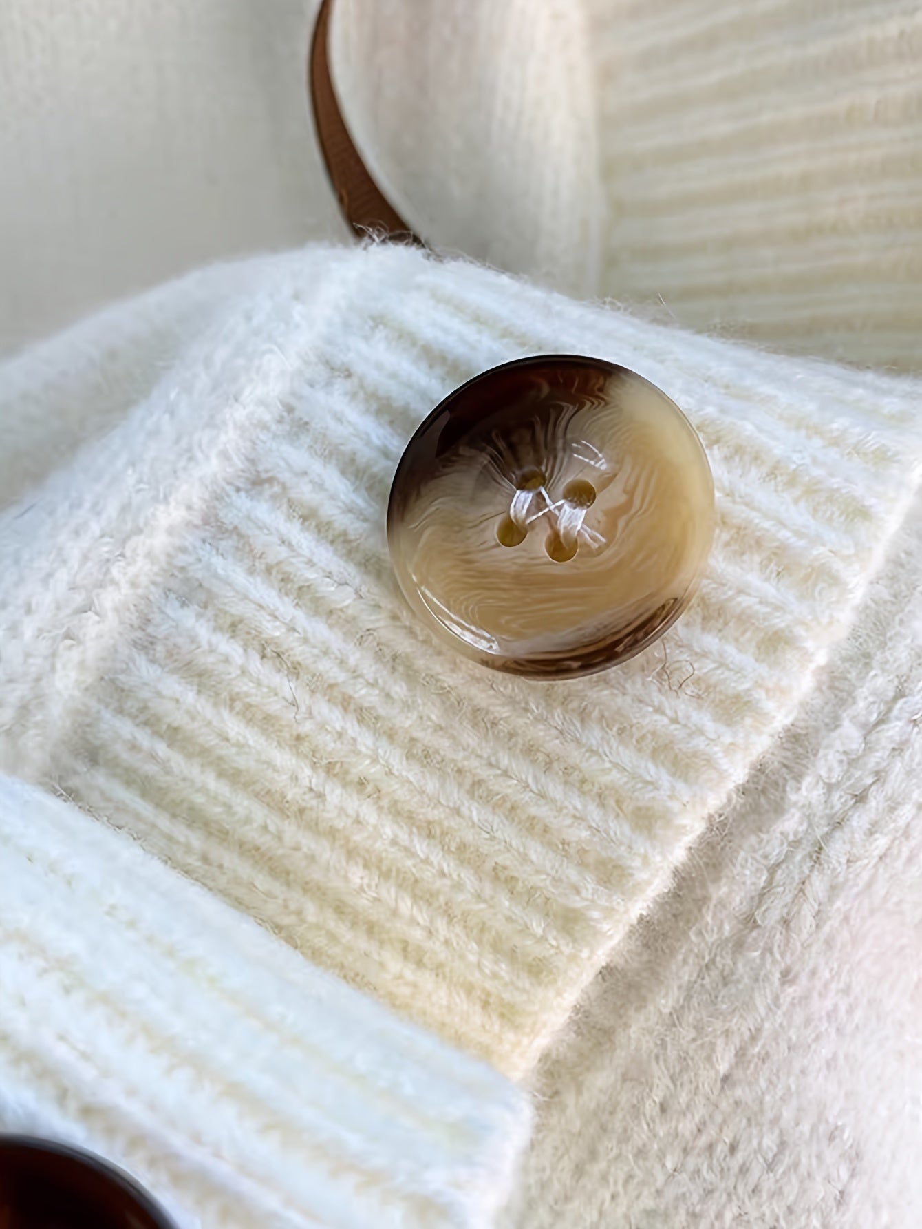 Women's V-Neck Knit Cardigan Contrast Color Teddy Bear Button All-Season