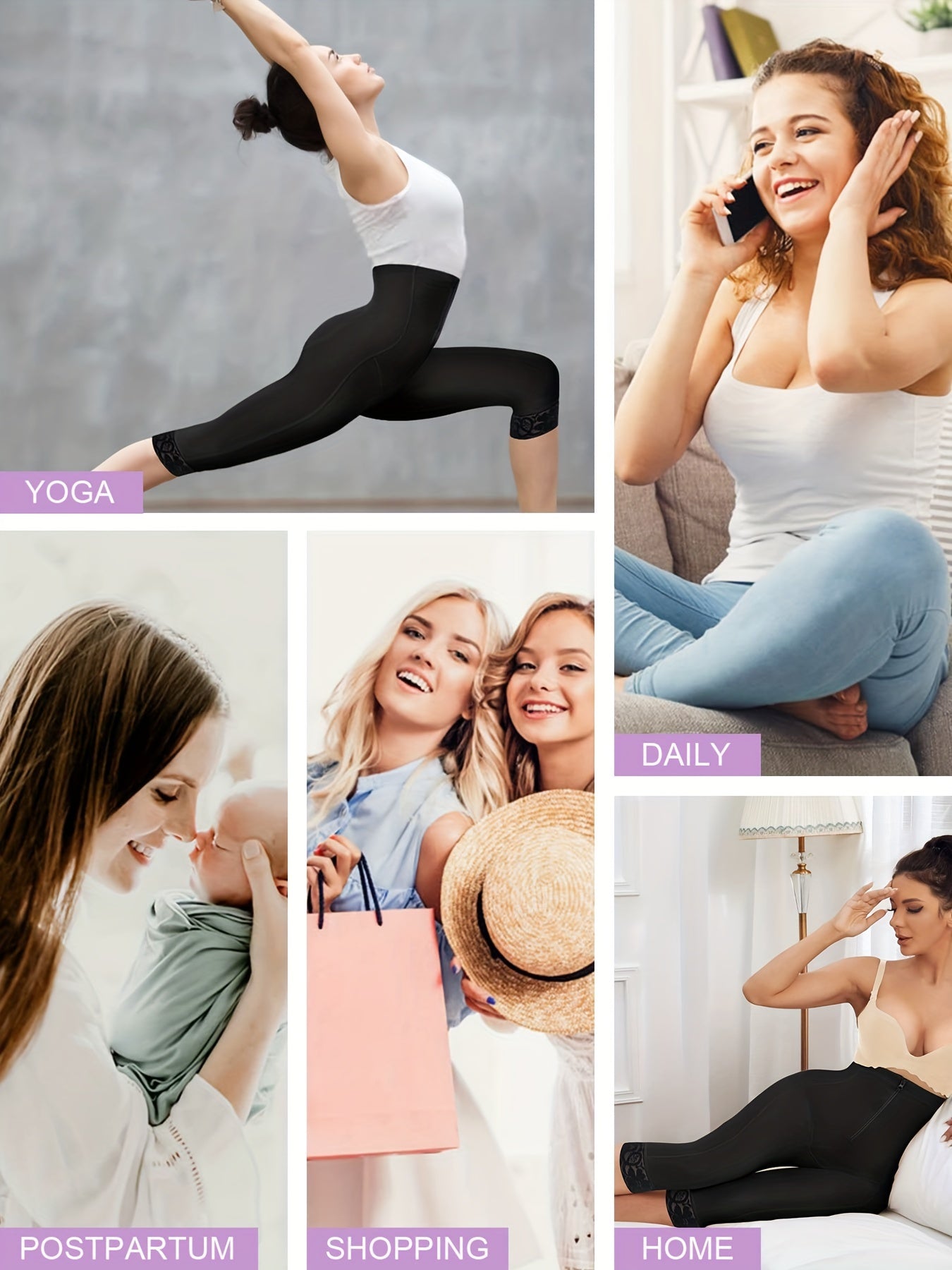 Women's High-Waisted Shapewear Capris with Ruffle Neckline Tummy Control Butt Lift