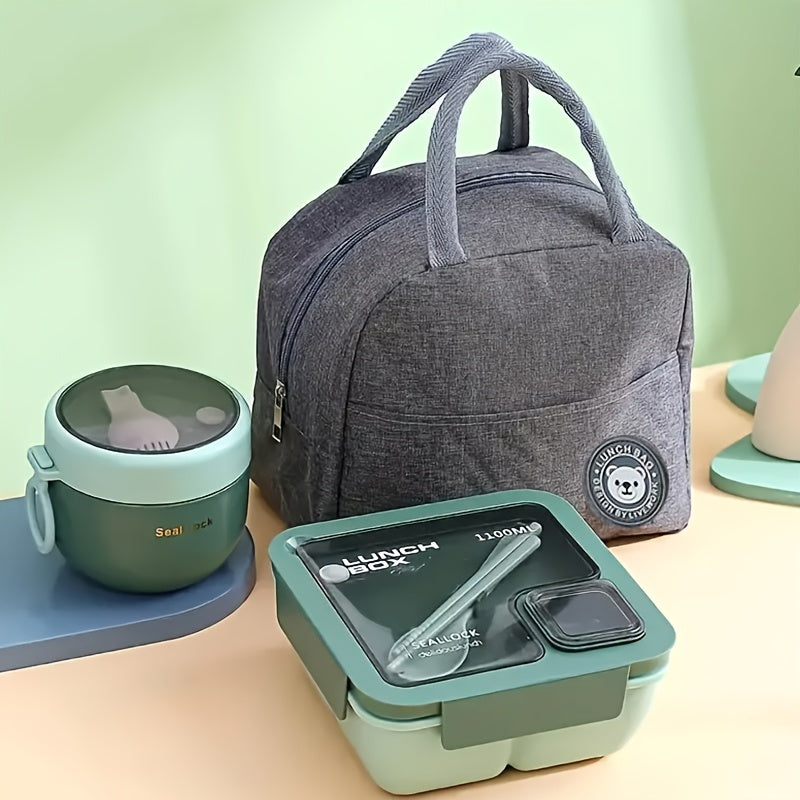 3-Piece Large Capacity Oxford Cloth Storage Bags for Lunch and Organizer in Bright Pink Grey Blue Green