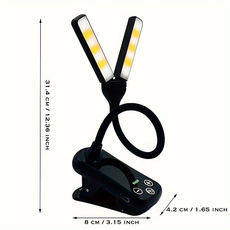 Rechargeable LED Reading Light with Clip-On Adjustable Desk Light for Nighttime Reading
