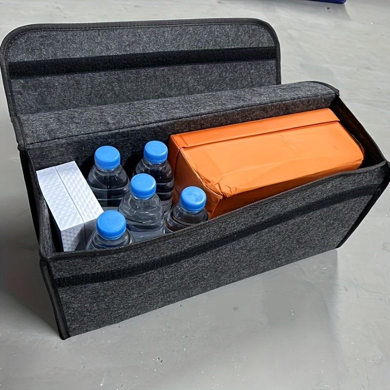 Cubo de almacenamiento para coche, organizador plegable de fieltro, bolsa de almacenamiento para vehículo