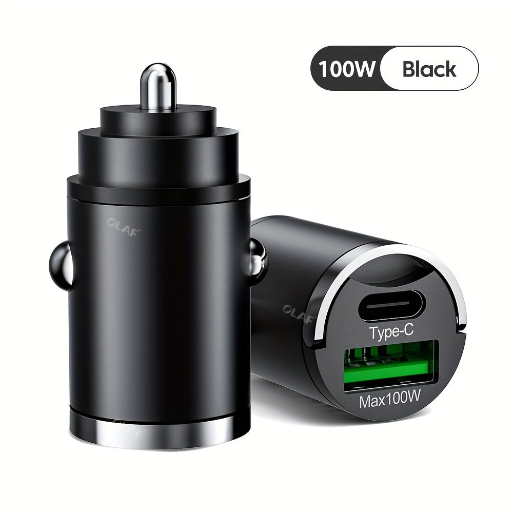 Mini 100W PD QC Fast Charging Car Charger for Smartphones