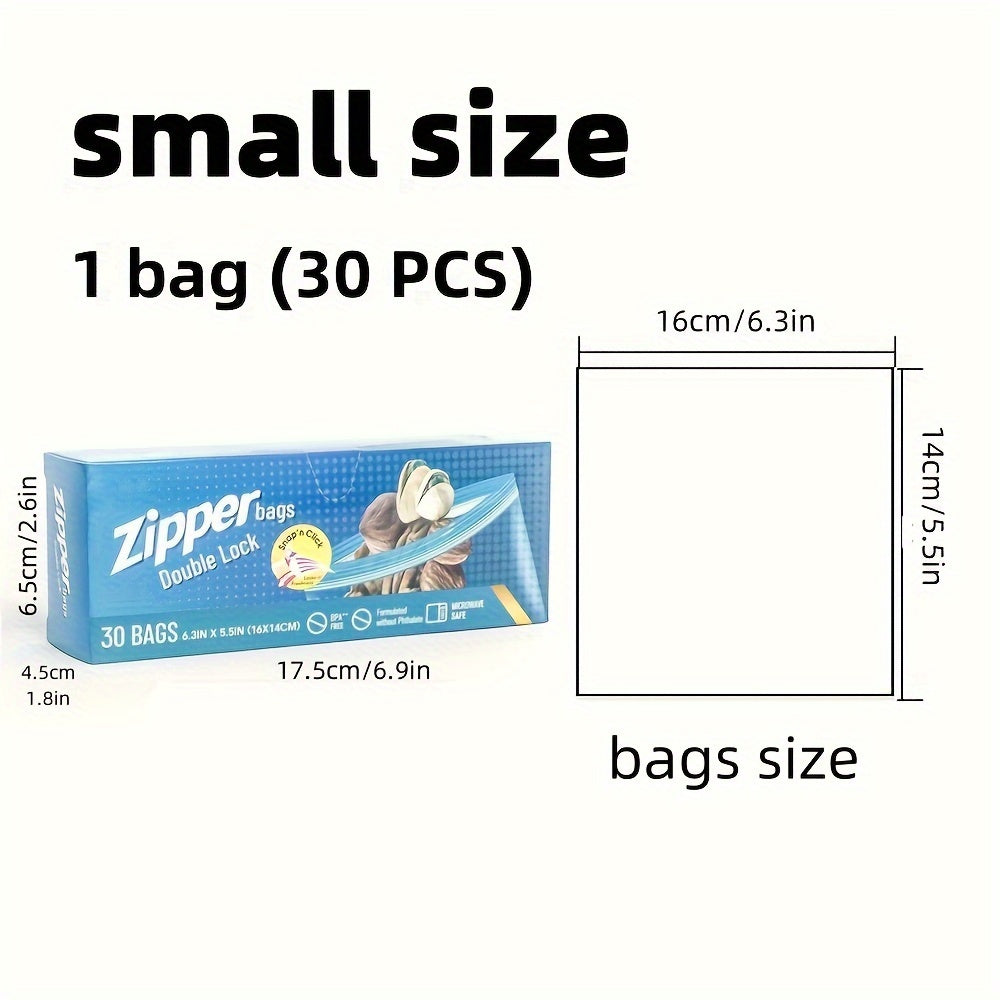 Qalin, ikki qulflangan muhrlangan yangilik sumkalari, klipli yopiq - turli o'lchamlardagi kvadrat idishlar to'plami (15/20/30 ta) muzlatgichda saqlash uchun xavfsiz, ko'p maqsadli foydalanish uchun qayta ishlatiladigan plastik zip sumkalar.